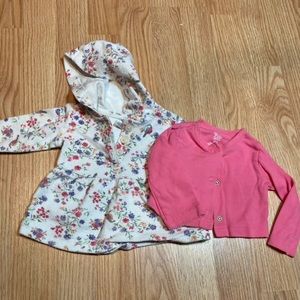 Carter's 6 Months Baby Girl‎ Floral Hooded Jacket & Pink Cardigan Set